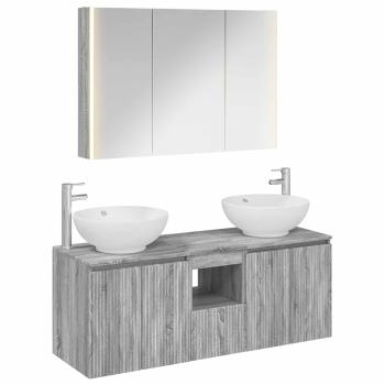 Badezimmerschrank-Set 4 stk. Grau Sonoma Holzwerkstoff