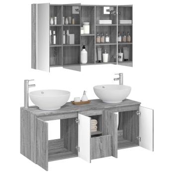 Badezimmerschrank-Set 4 stk. Grau Sonoma Holzwerkstoff
