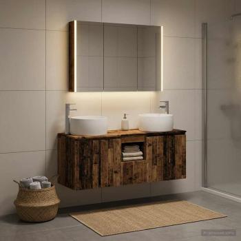 ARDEBO.de - Badezimmerschrank-Set 4 stk. Altholz Holzwerkstoff