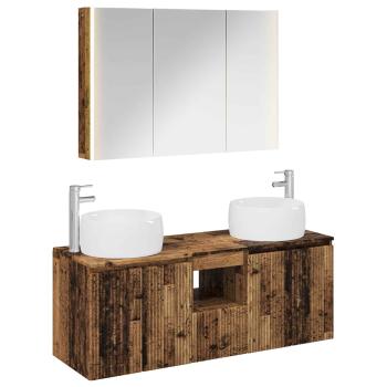 Badezimmerschrank-Set 4 stk. Altholz Holzwerkstoff