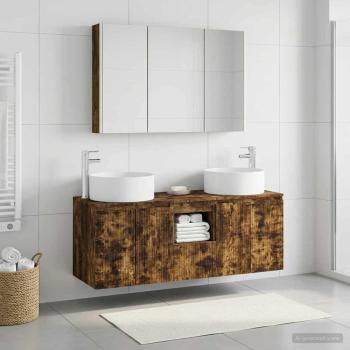 ARDEBO.de - Badezimmerschrank-Set 4 stk. Geräucherte Eiche Holzwerkstoff