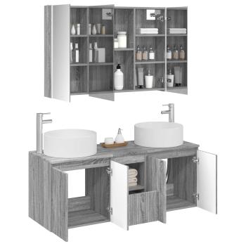 Badezimmerschrank-Set 4 stk. Grau Sonoma Holzwerkstoff