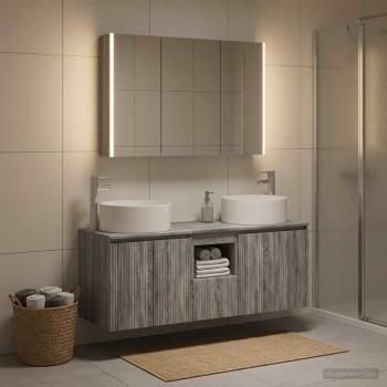 Badezimmerschrank-Set 4 stk. Grau Sonoma Holzwerkstoff