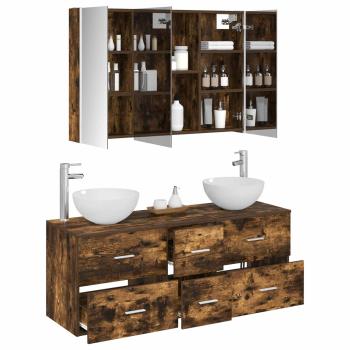 Badezimmermöbel-Set 4 stk. Geräucherte Eiche