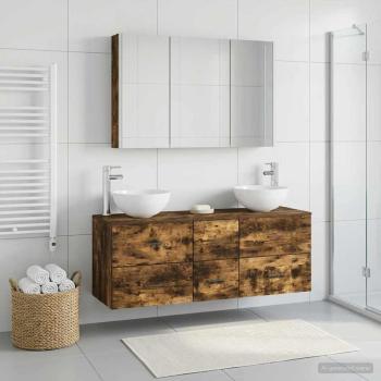 Badezimmermöbel-Set 4 stk. Geräucherte Eiche