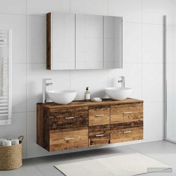 ARDEBO.de - Badezimmermöbel-Set 4 stk. Altholz Ingenieurholz und Glas