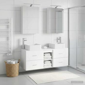 ARDEBO.de - Badezimmermöbel-Set 5 stk. Weiß Ingenieurholz und Glas