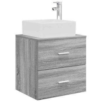 Badezimmermöbel-Set 4 stk. Grau Sonoma Ingenieurholz und Glas