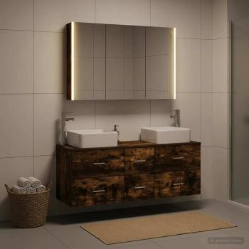 ARDEBO.de - Badezimmermöbel-Set 4 stk. Geräucherte Eiche