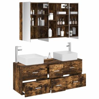 Badezimmermöbel-Set 4 stk. Geräucherte Eiche