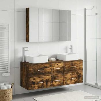 Badezimmermöbel-Set 4 stk. Geräucherte Eiche