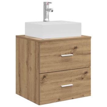 Badezimmermöbel-Set 5 stk. Artisan-Eiche Ingenieurholz und Glas