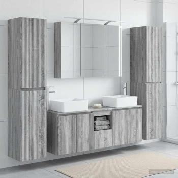 ARDEBO.de - Badezimmermöbel-Set 6 stk. Grau Sonoma Ingenieurholz und Glas