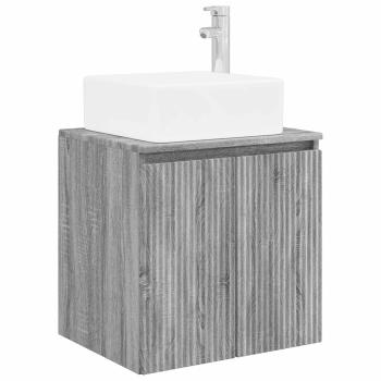 Badezimmermöbel-Set 6 stk. Grau Sonoma Ingenieurholz und Glas