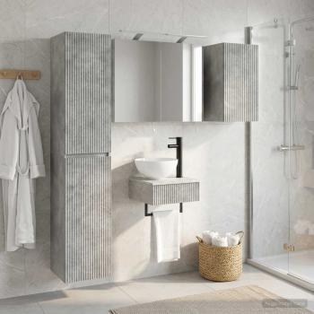 ARDEBO.de - Badezimmermöbel-Set 5 stk. Betongrau Ingenieurholz und Glas
