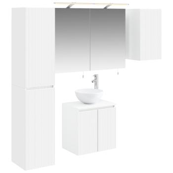 Badezimmerschrank-Set 5 stk. Weiß Holzwerkstoff
