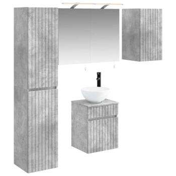 Badezimmerschrank-Set 5 stk. Betongrau Holzwerkstoff