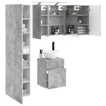 Badezimmerschrank-Set 5 stk. Betongrau Holzwerkstoff