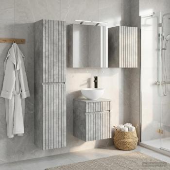 Badezimmerschrank-Set 5 stk. Betongrau Holzwerkstoff