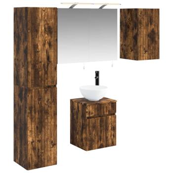 Badezimmerschrank-Set 5 stk. Geräucherte Eiche Holzwerkstoff
