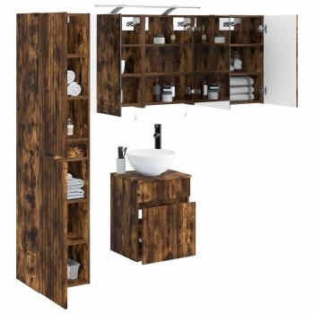 Badezimmerschrank-Set 5 stk. Geräucherte Eiche Holzwerkstoff