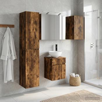Badezimmerschrank-Set 5 stk. Geräucherte Eiche Holzwerkstoff