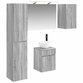 Badezimmerschrank-Set 5 stk. Grau Sonoma Holzwerkstoff