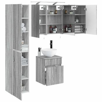 Badezimmerschrank-Set 5 stk. Grau Sonoma Holzwerkstoff