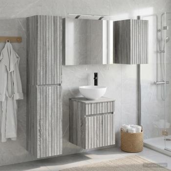 Badezimmerschrank-Set 5 stk. Grau Sonoma Holzwerkstoff