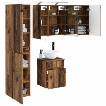 Badezimmerschrank-Set 5 stk. Altholz Holzwerkstoff