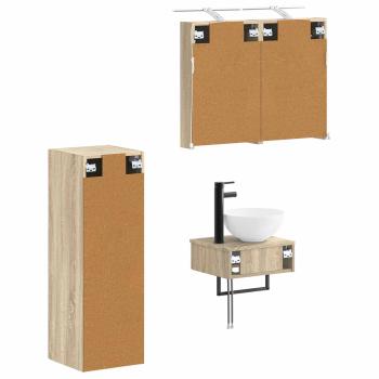 Badezimmerschrank-Set 4 stk. Sonoma-Eiche Holzwerkstoff