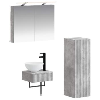 Badezimmerschrank-Set 4 stk. Betongrau Holzwerkstoff