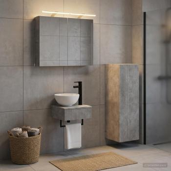 Badezimmerschrank-Set 4 stk. Betongrau Holzwerkstoff