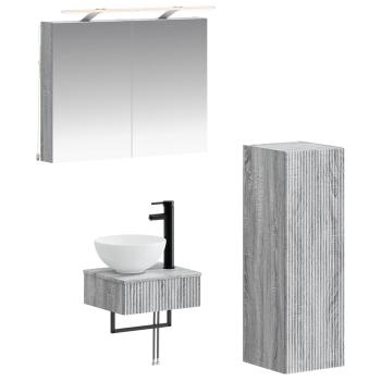 Badezimmerschrank-Set 4 stk. Grau Sonoma Holzwerkstoff