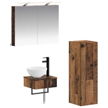 Badezimmerschrank-Set 4 stk. Altholz Holzwerkstoff