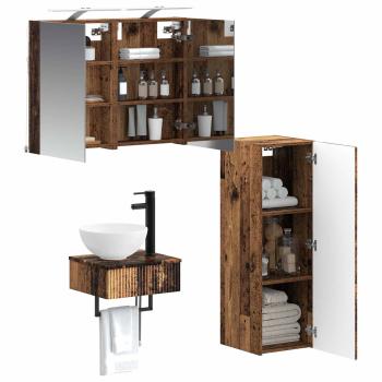 Badezimmerschrank-Set 4 stk. Altholz Holzwerkstoff