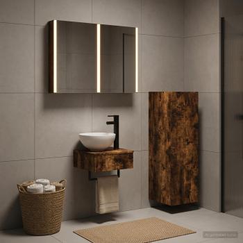 ARDEBO.de - Badezimmerschrank-Set 4 stk. Geräucherte Eiche Holzwerkstoff
