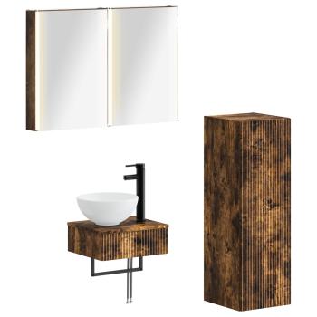Badezimmerschrank-Set 4 stk. Geräucherte Eiche Holzwerkstoff
