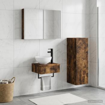 Badezimmerschrank-Set 4 stk. Geräucherte Eiche Holzwerkstoff