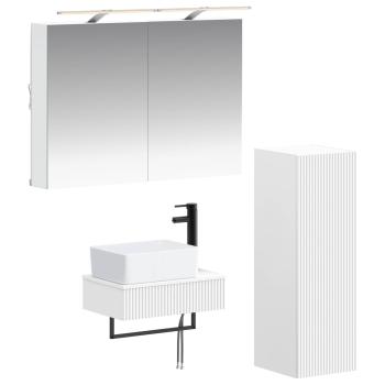 Badezimmerschrank-Set 4 stk. Weiß Holzwerkstoff