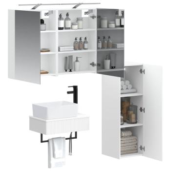 Badezimmerschrank-Set 4 stk. Weiß Holzwerkstoff