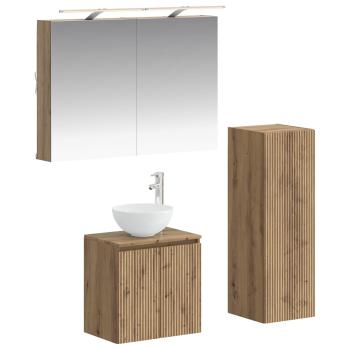 Badezimmermöbel-Set 4 stk. Artisan-Eiche Ingenieurholz und Glas