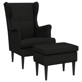 Sessel mit Fußhocker 2 stk. Schwarz Stoff
