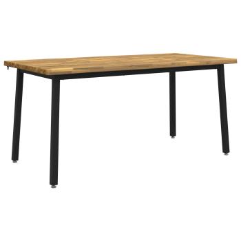 Live Edge Esstisch 160 x 80 x 75 cm Massivholz Akazie Weiß