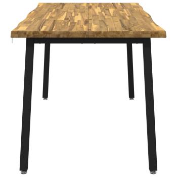 Live Edge Esstisch 160 x 80 x 75 cm Massivholz Akazie Weiß