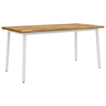 Live Edge Esstisch 160 x 80 x 75 cm Massivholz Akazie Weiß