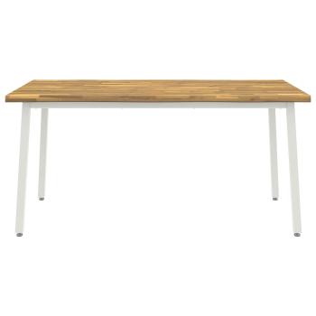 Live Edge Esstisch 160 x 80 x 75 cm Massivholz Akazie Weiß