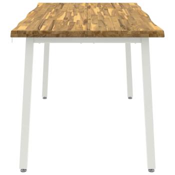 Live Edge Esstisch 160 x 80 x 75 cm Massivholz Akazie Weiß