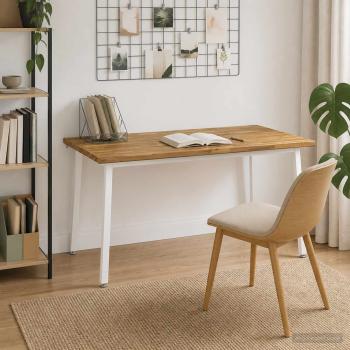Quadratischer Esstisch 160 x 80 x 75 cm Massivholz Akazie Weiß