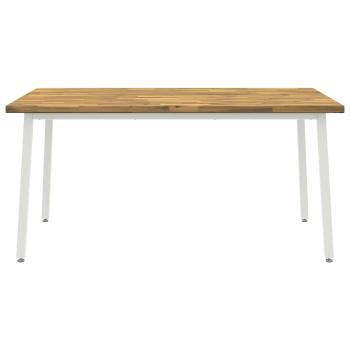 Quadratischer Esstisch 160 x 80 x 75 cm Massivholz Akazie Weiß